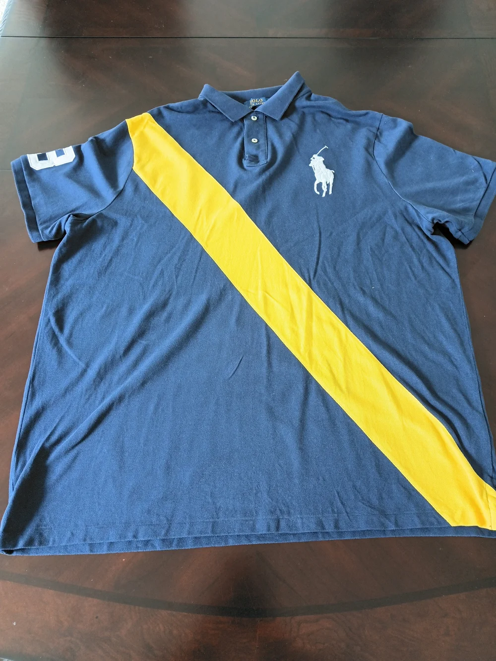 Polo Ralph Lauren Men's Navy / Yellow Rugby Polo Shirt Size XXL